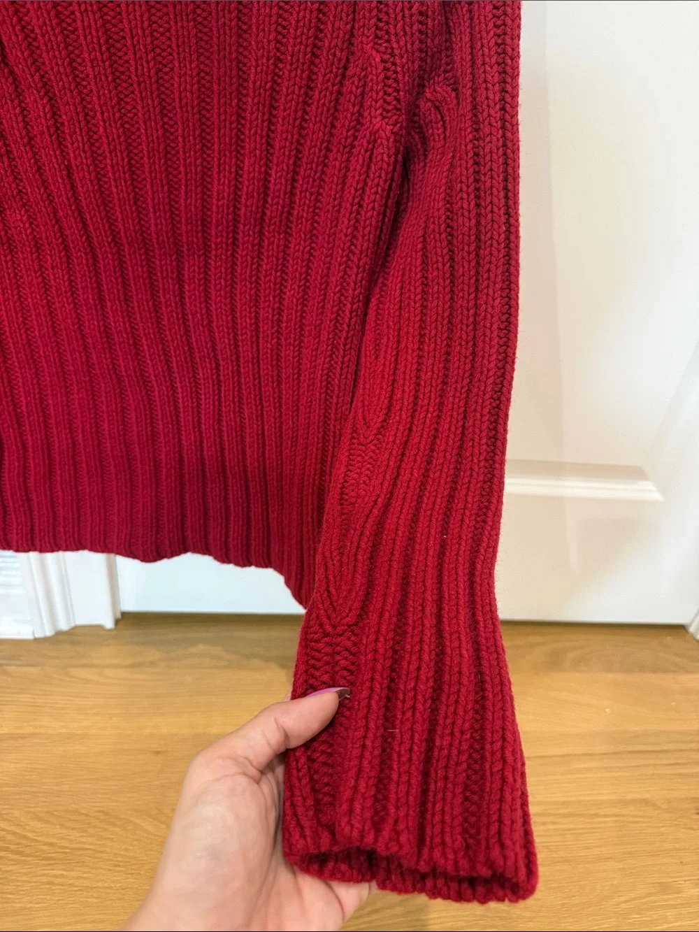 Express Red Chunky Cable Turtleneck Sweater